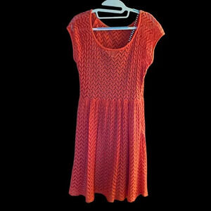 Bright spring dress with black and white underlay.  Size medium.